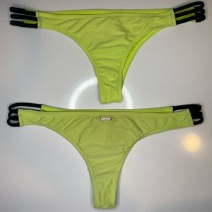 Surf Style neon yellow thong bikini bottoms.